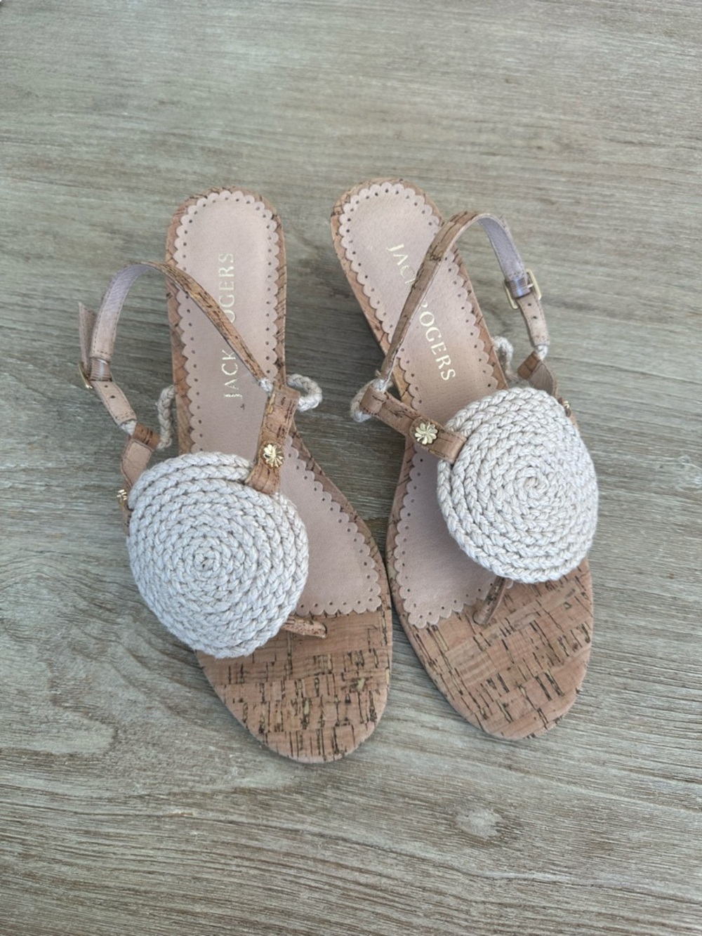 Jack Rogers Cork Rope Wedge Sandals Size 9
